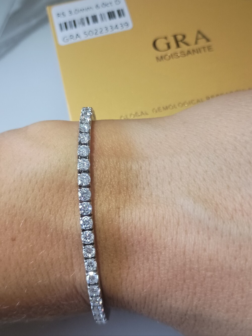 Moissanite Silver 3mm Tennis Bracelet 7in Pass Tester Brand New